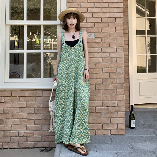 🌟売り切れ続出中【ボトムス】夏新作 ナチュラルな抜け感 翡翠グリーン オーバーサイズサロペットパンツ オールインワン【SHシリーズ】