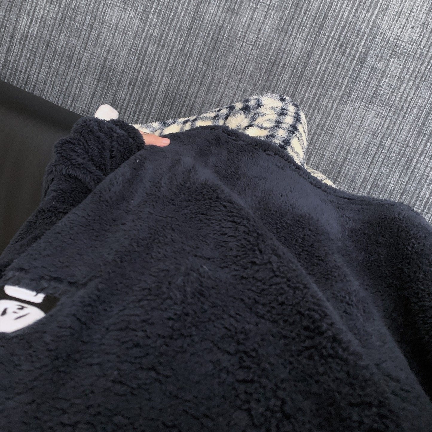 【インナー】チェック柄 パンダ コーラルフリース 厚手 保温 フランネル ルームウェア レディース/メンズ ペア対応 冬