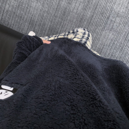 【インナー】チェック柄 パンダ コーラルフリース 厚手 保温 フランネル ルームウェア レディース/メンズ ペア対応 冬