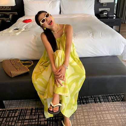 【ワンピース】夏 コットン100％ ゆったりシルエット 花柄 ノースリーブキャミワンピース【SHシリーズ】