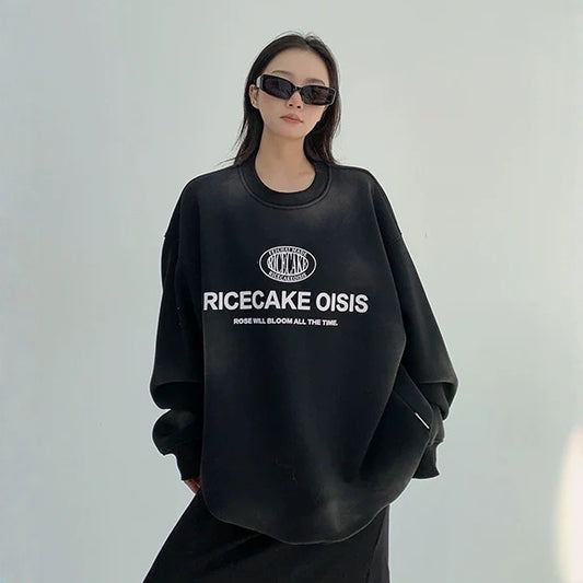 【トップス】春 秋 冬 レトロ ヴィンテージ加工 裏起毛 ラウンドネック パーカー  【FCシリーズ】