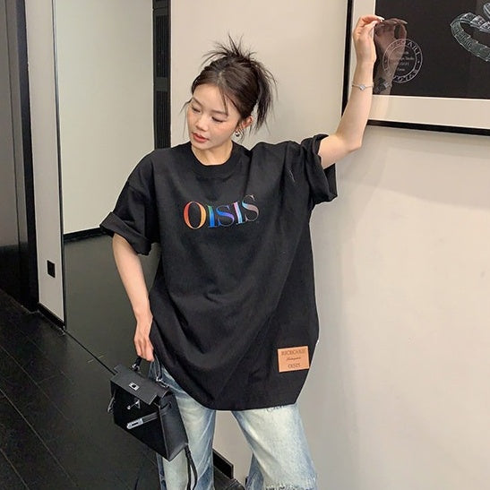 【トップス】夏向け リラックス感 プリント コットン100％ ラウンドネック Ｔシャツ 【FCシリーズ】
