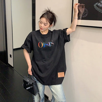 【トップス】夏向け リラックス感 プリント コットン100％ ラウンドネック Ｔシャツ 【FCシリーズ】