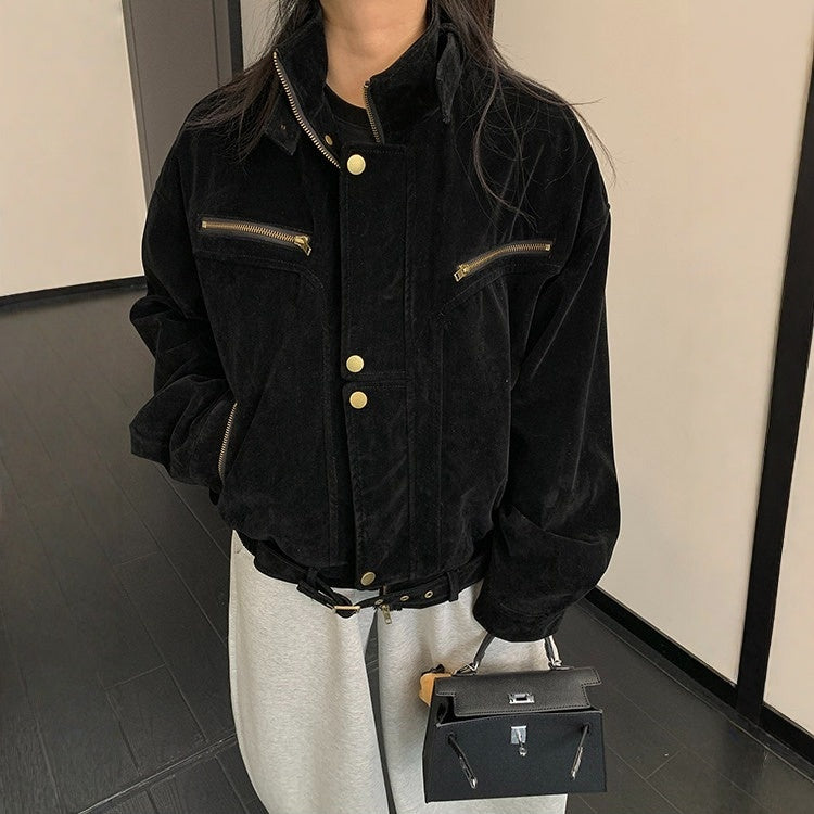 【アウター】アメリカン ショート丈 スタンドカラー ジャケット【FCシリーズ】