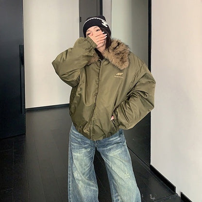 【アウター】ファー襟 厚手ショート丈   中綿ジャケット  【FCシリーズ】