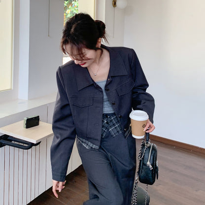 2点セット！【セットアップ】ミニマル デザイン 2点上下セット 春新作 ジャケット＆ワイドパンツ レディース【JZシリーズ】