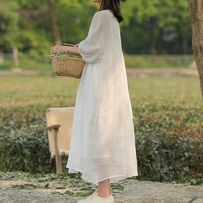 【ワンピース】ダブルレイヤーワンピース 長袖 ロングドレス 軽量 通気性抜群 フェミニン ゆったりシルエット お出かけ用【JZシリーズ】