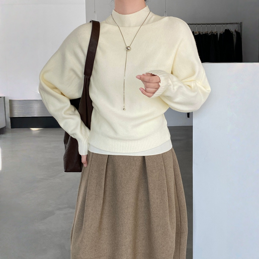 【60%OFF⭐️早い者勝ち】【トップス】ハーフハイネック  柔らかな肌触り キャミソール＋プルオーバー 2点セット 【SNシリーズ】