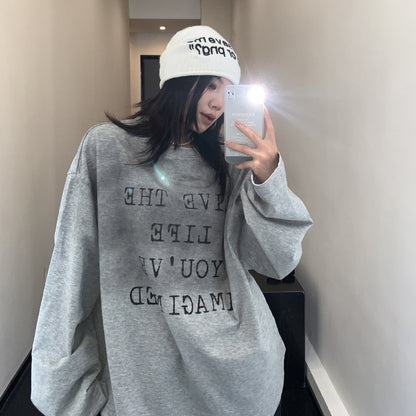 【トップス】秋冬 アメリカン 高級感 レディース ゆったり レトロ 長袖 Tシャツ【FCシリーズ】