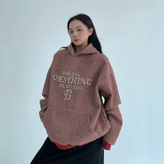 【トップス】春 秋 冬 ビーズ付き フード付き ヴィンテージ風 パーカー 【FCシリーズ】