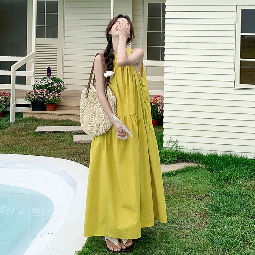 【ワンピース】初恋感あふれる 夏新作 ゆったりノースリーブワンピース【SHシリーズ】