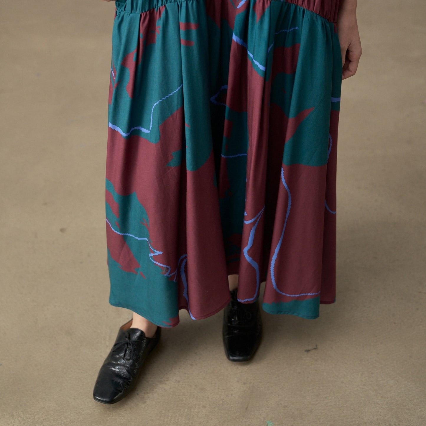 【ワンピース】春 秋 夏 レトロ ラウンドネック 花柄 長袖 ワンピース【SHシリーズ】