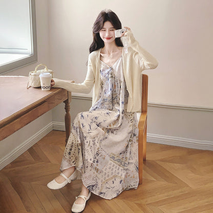 【セットアップ】この組み合わせ、可愛すぎる…🌼 キャミワンピ×ニットカーデ2点セット フレンチ風 夏リゾートコーデ 大人女子にぴったり【SHシリーズ】