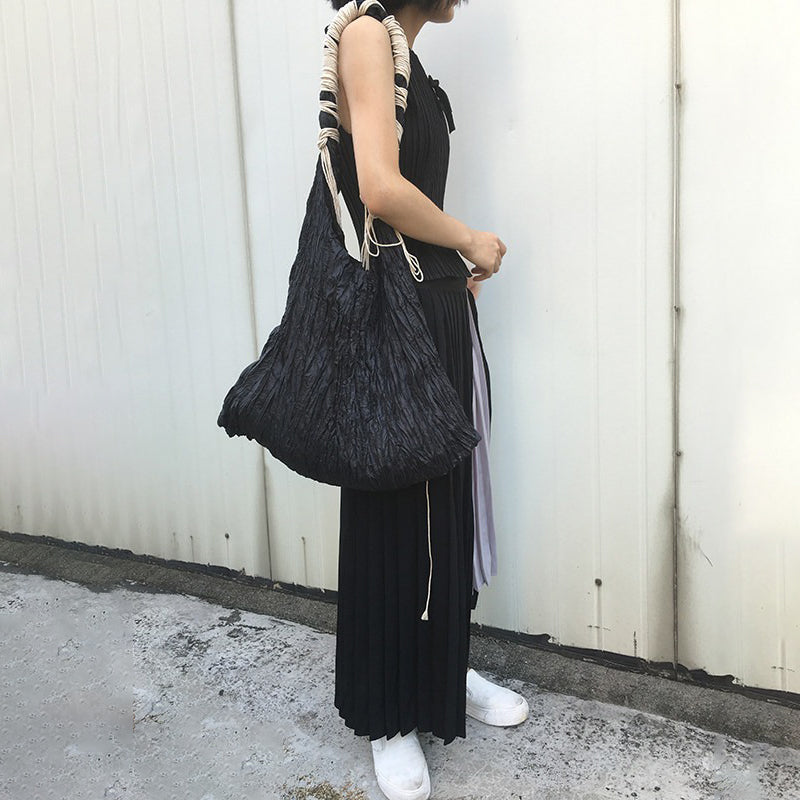 【バッグ】オリジナルデザイナーズ ワンショルダーバッグ プリーツデザイン＋ハンドメイド結びデザイン