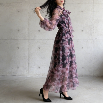 【ワンピース】エレガント 軽やか シフォン フェミニン リゾートワンピース 【SHシリーズ】