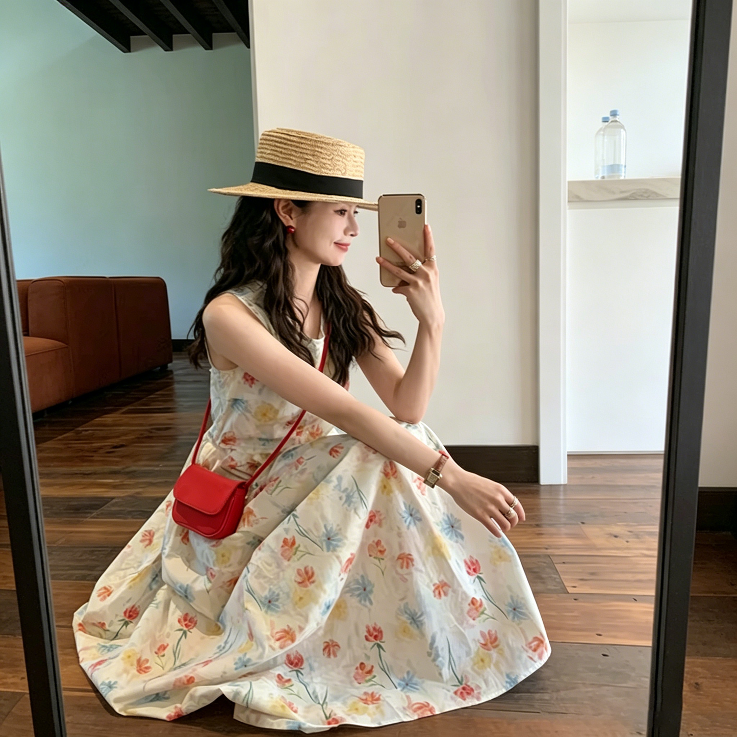 【ワンピース】フレンチ 花柄 ワンピース レディース 春夏 リゾート風 ノースリーブ 着痩せ こなれ感 ロングワンピース【SHシリーズ】