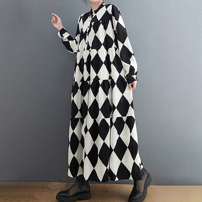 60%OFF⭐️期間限定【ワンピース】レディース 春秋新作 ゆったり 大きいサイズ モノクロ ストライプ プリント ボタン 長袖 シャツワンピース【SHシリーズ】