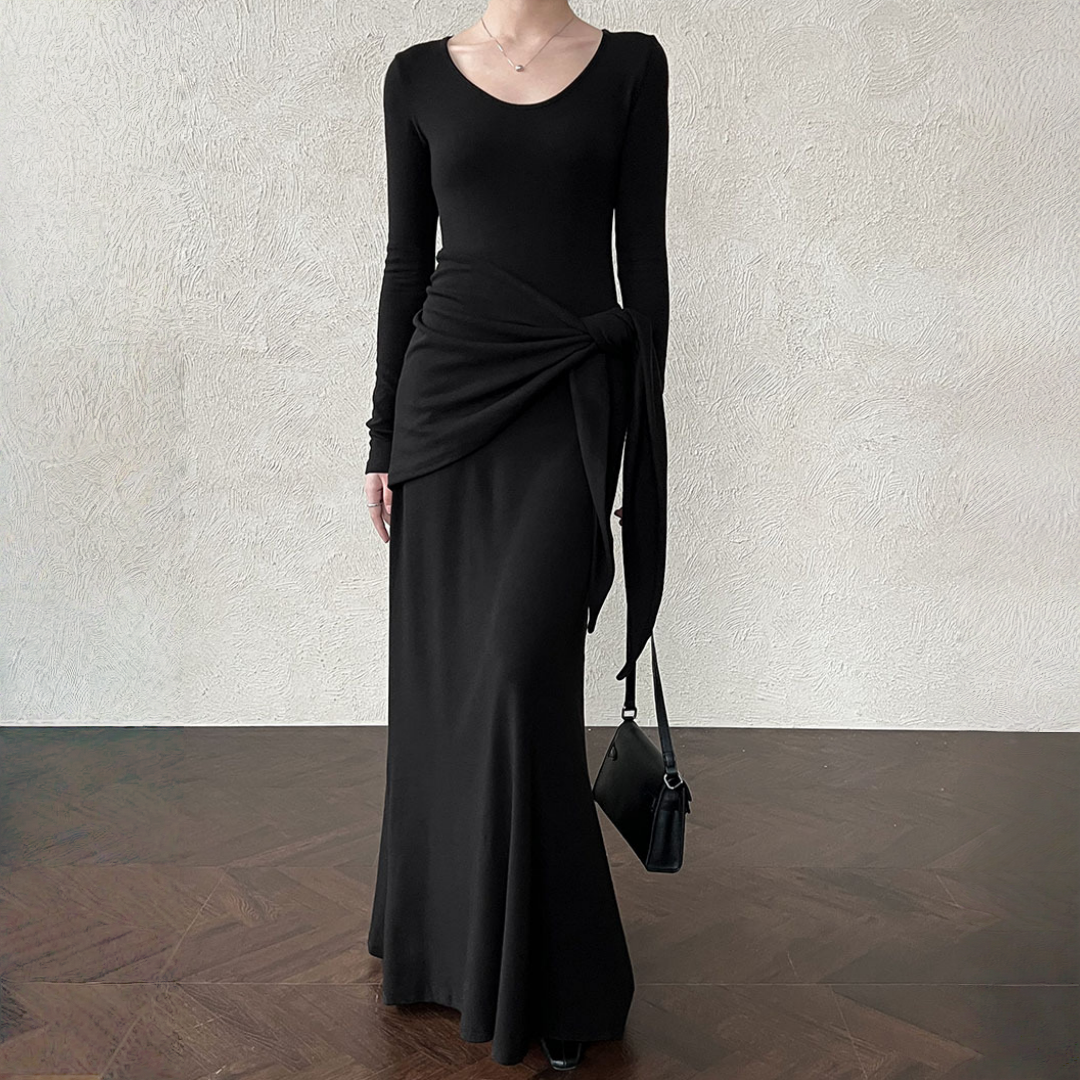 【ワンピース】春 秋 冬ラウンドネック ニット ショール付き  長袖 ワンピース 【JZシリーズ】