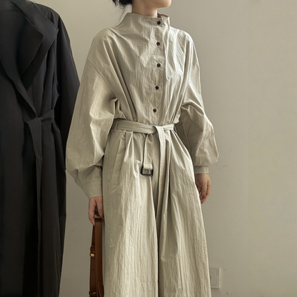 【ワンピース】春 秋 冬 レトロ フレンチ風 ベルト付き ロング丈 長袖 ワンピース 【JZシリーズ】