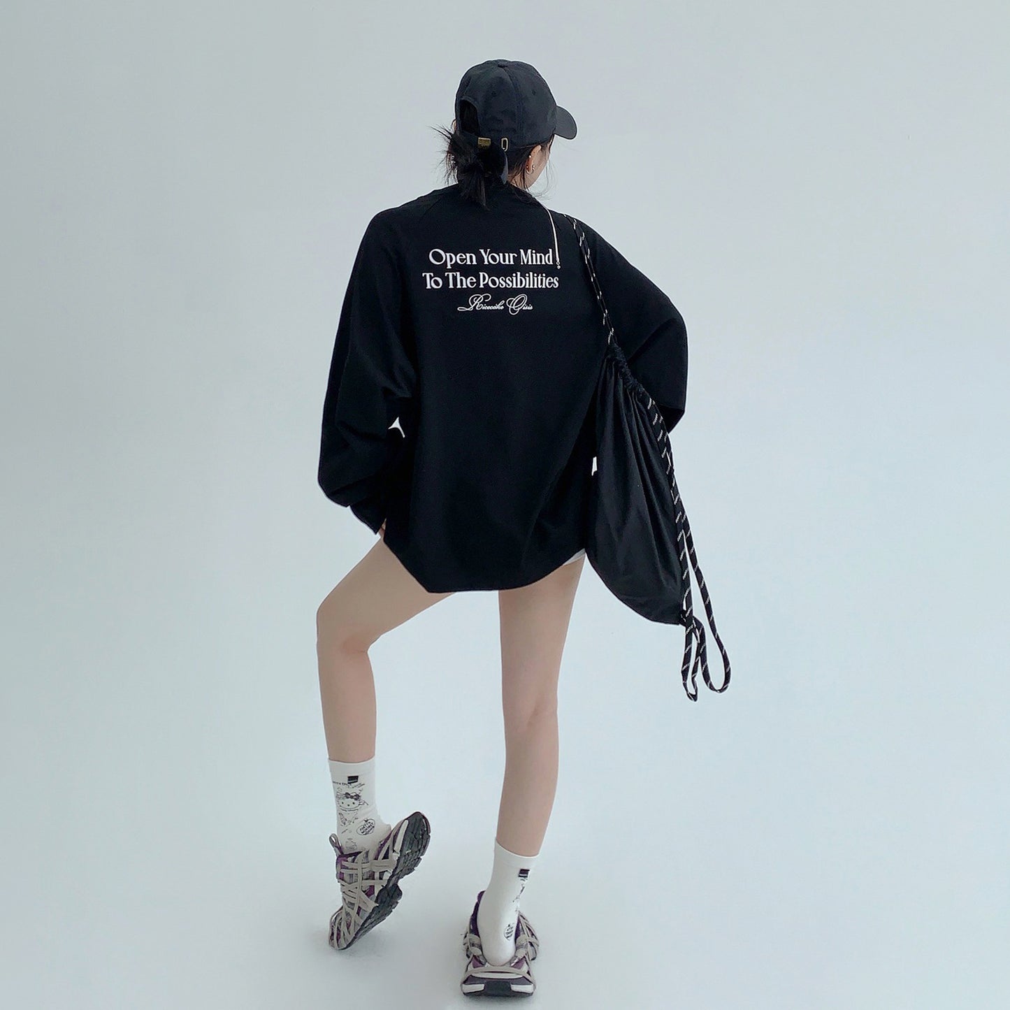 【トップス】リラックス感＆ラフスタイル コットン長袖Tシャツ レタープリント入り【FCシリーズ】