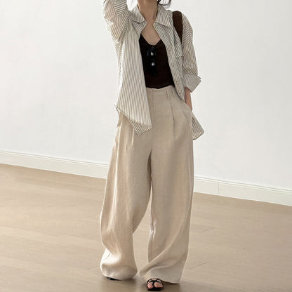 【トップス】カジュアル ヴィンテージ 夏 ゆったり 日焼け防止 ラフなストライプ 長袖シャツ【JZシリーズ】