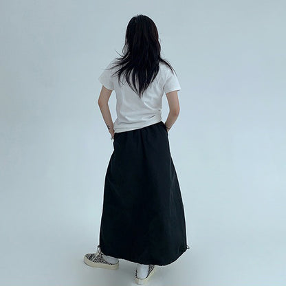 【ボトムス】シンプルシルエット 厚手素材 ブラック ロングスカート レディース【FCシリーズ】