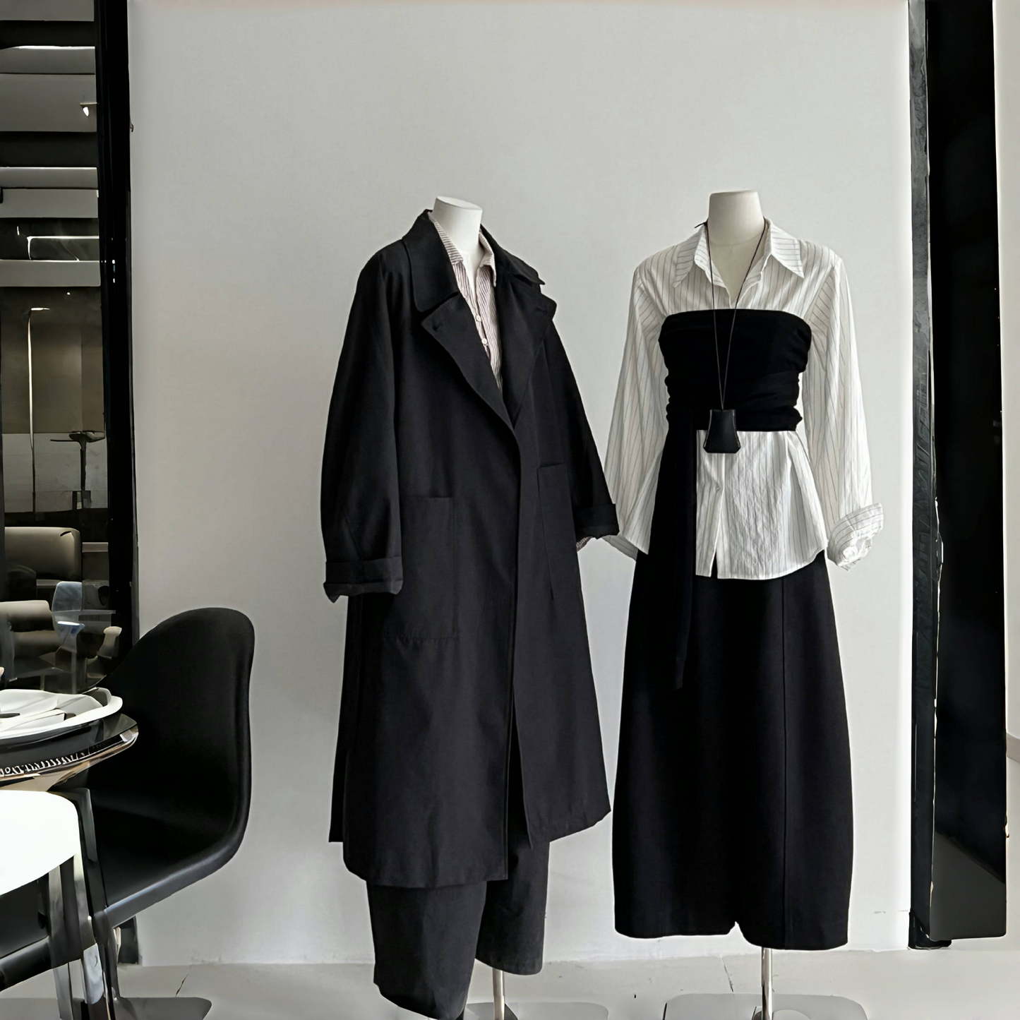 【トップス】春 秋 冬 ストライプ ブラウス+チューブトップ  2点セット 【JZシリーズ】