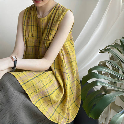 【トップス】夏 バイカラー チェック柄 ベビードールトップス ブラウス 【JZシリーズ】