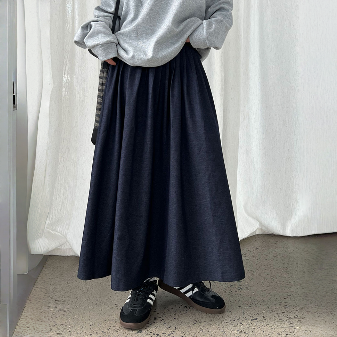 【ボトムス】春 秋 冬 ハイウエスト デニム風 カジュアル ロングスカート 【JZシリーズ】