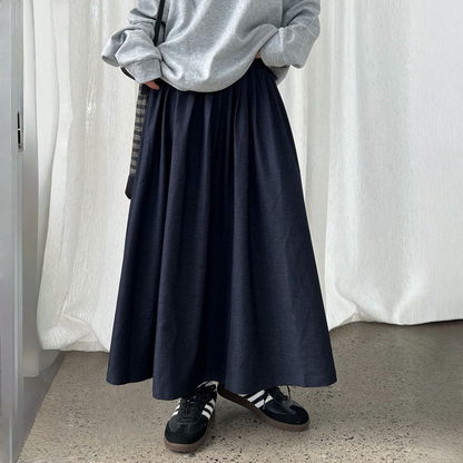 【ボトムス】春 秋 冬 ハイウエスト デニム風 カジュアル ロングスカート 【JZシリーズ】