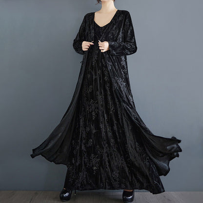 【60%OFF⭐️早い者勝ち】【ワンピース】レトロ ダークチャイナ風 ノースリーブワンピース チャイナボタン ブラック ミディ丈 レディース ロングドレス【SHシリーズ】