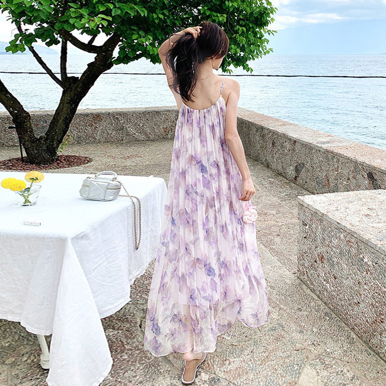 【ワンピース】夏 優しい グラデーション フラワープリント ノースリーブキャミソールワンピース【SHシリーズ】