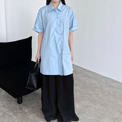 【トップス】韓国風 デザイン性 ウエストベルト付き シャツ レディース 夏新作 ウエストマーク 半袖 トップス【SNシリーズ】