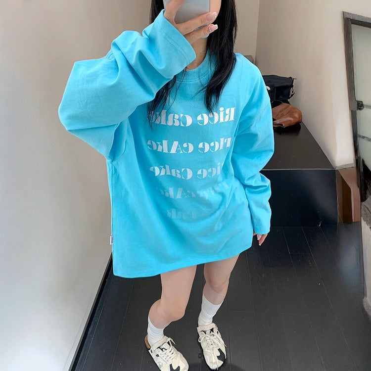 【トップス】春 秋 冬 コットン100% アルファベット プリント ゆるリラックス Ｔシャツ