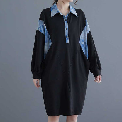 【ワンピース】大きいサイズ レディース 切替デザイン 長袖 シャツワンピース ミモレ丈 ゆったり カジュアル 着痩せ 春夏新作【AHシリーズ】