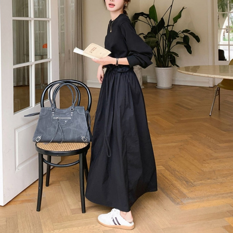 ワンピース】切り替え ストリング 長袖 ワンピース – MADOECHO