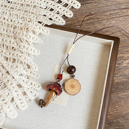 【🎁 B2G1｜先行スタート！】【グッズ】 天然キノコモチーフビーズネックレス レディース 森系 ロング丈 ニットチェーン 個性派 民族風アクセサリー