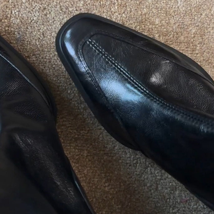 【シューズ】レディース ハイヒール ショートブーツ フレンチヴィンテージ スクエアトゥ太ヒール マーチン風ブーツ