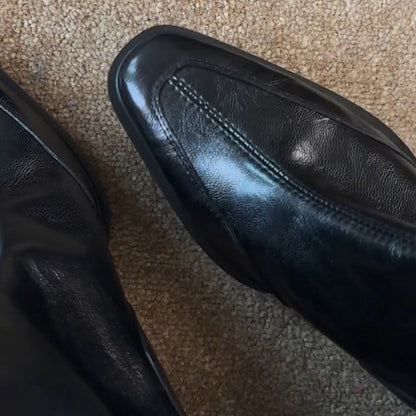 【シューズ】レディース ハイヒール ショートブーツ フレンチヴィンテージ スクエアトゥ太ヒール マーチン風ブーツ