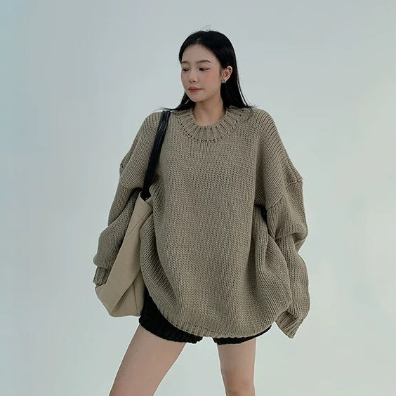 【トップス】春 秋 冬 レトロ ニット ラウンドネック セーター【FCシリーズ】