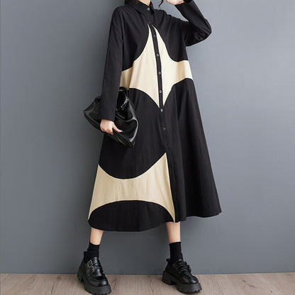 【ワンピース】大きいサイズ花柄シャツワンピース レディース 秋新作 長袖 襟付き 前開き ゆったり 体型カバー【SHシリーズ】