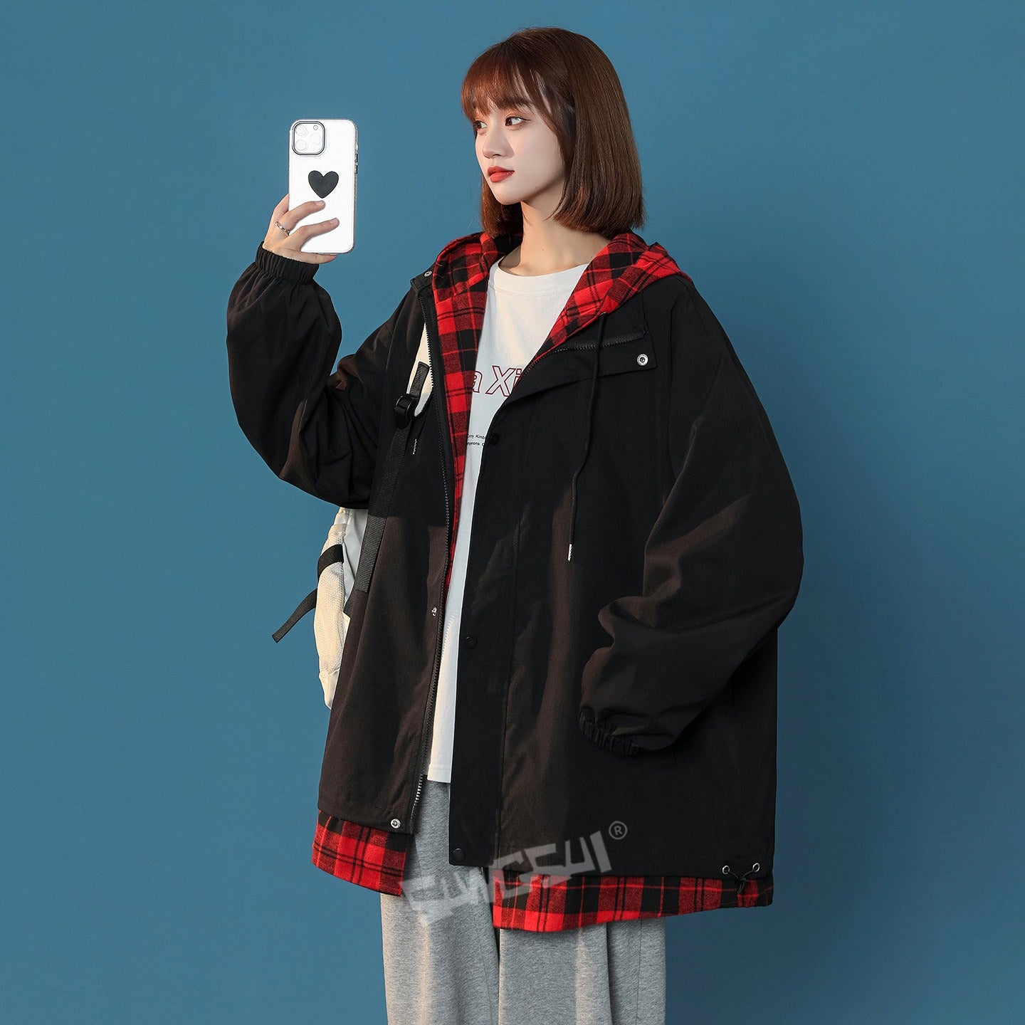 【アウター】レイヤード風 ゆったり 配色 ジップアップ スポーツ ジャケット レディース【FCシリーズ】