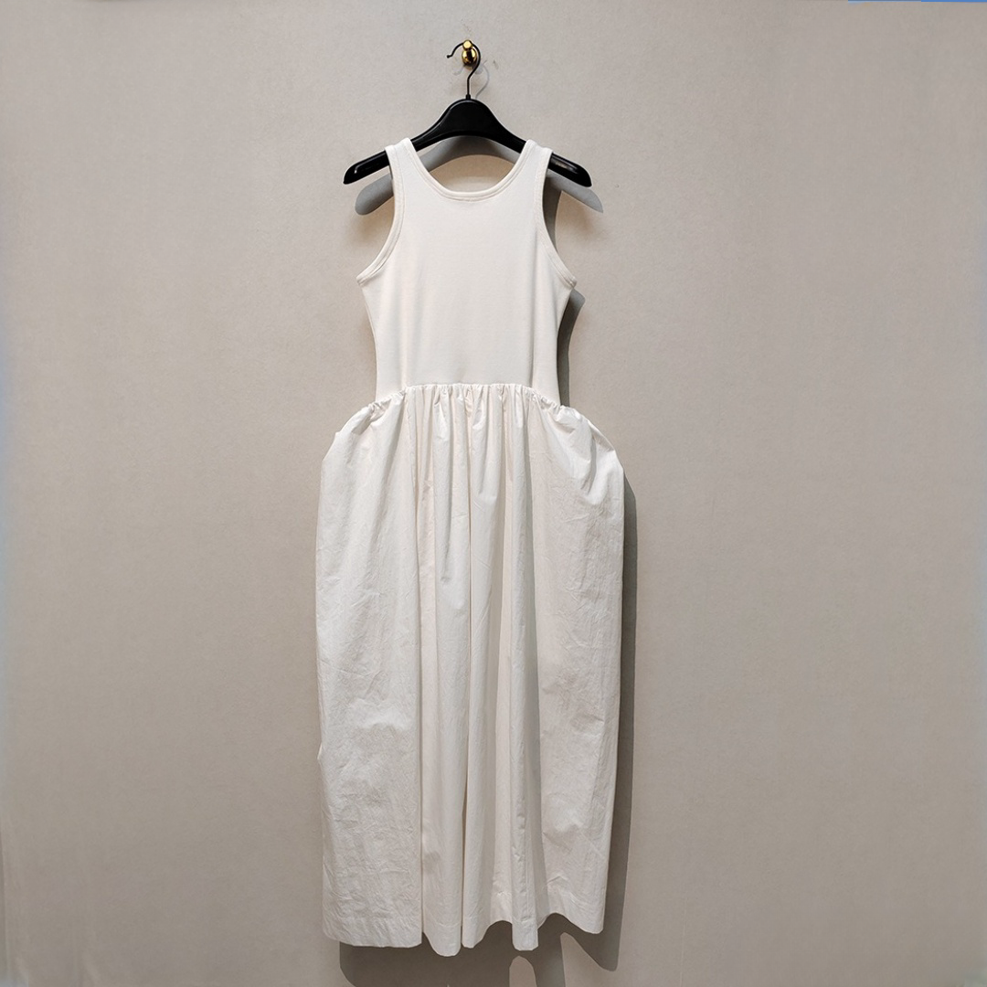 [洋裝] 夏季舒適撞色花紋無袖洋裝【JZ系列】