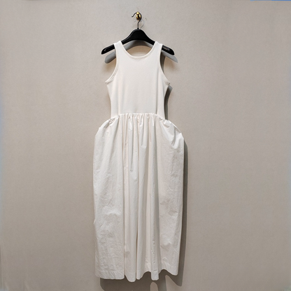 [洋裝] 夏季舒適撞色花紋無袖洋裝【JZ系列】