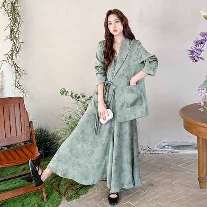 2点セット！【セットアップ】中国風 竹柄  レディース 秋新作 ジャケット＋キャミワンピース【SHシリーズ】