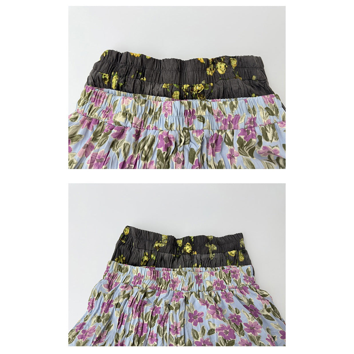 【ボトムス】春夏新作 気質 ゴムウエスト リゾート風 プリーツフラワー柄 スカート【SHシリーズ】