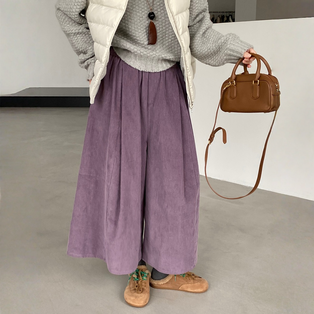 【ボトムス】コーデュロイ 細見え 春 秋 冬 ワイドパンツ  【JZシリーズ】