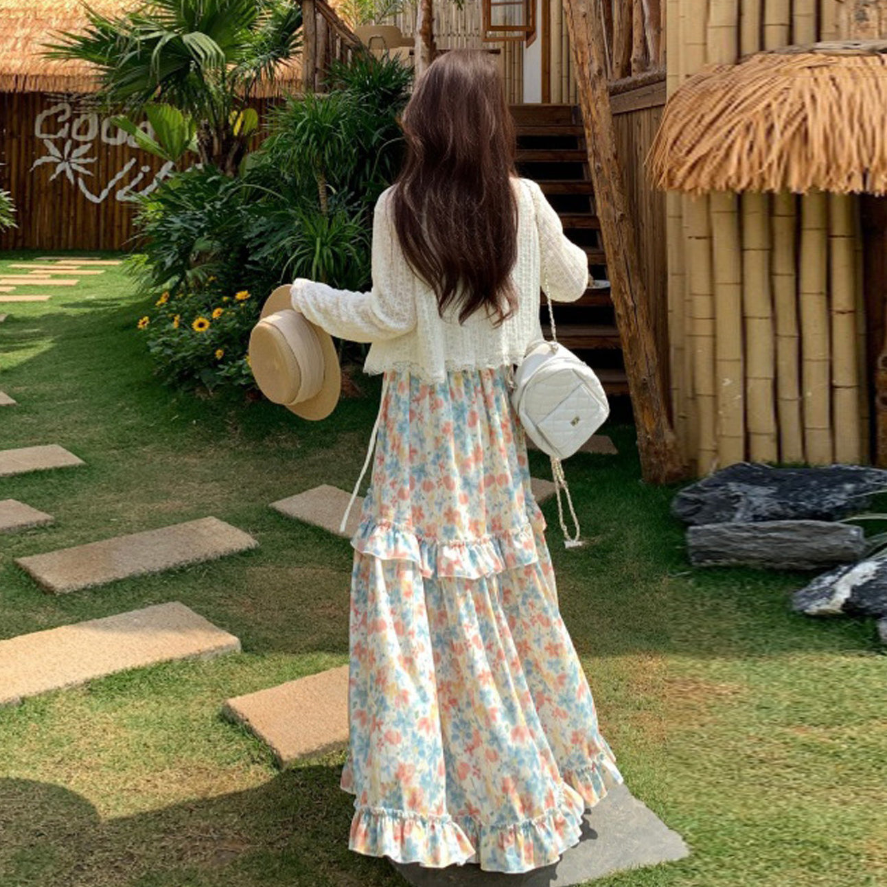 【ワンピース】フレンチカントリー風 ノースリーブ フラワープリントワンピース レディース 夏 キャミソール ロングドレス 大人可愛い【SHシリーズ】