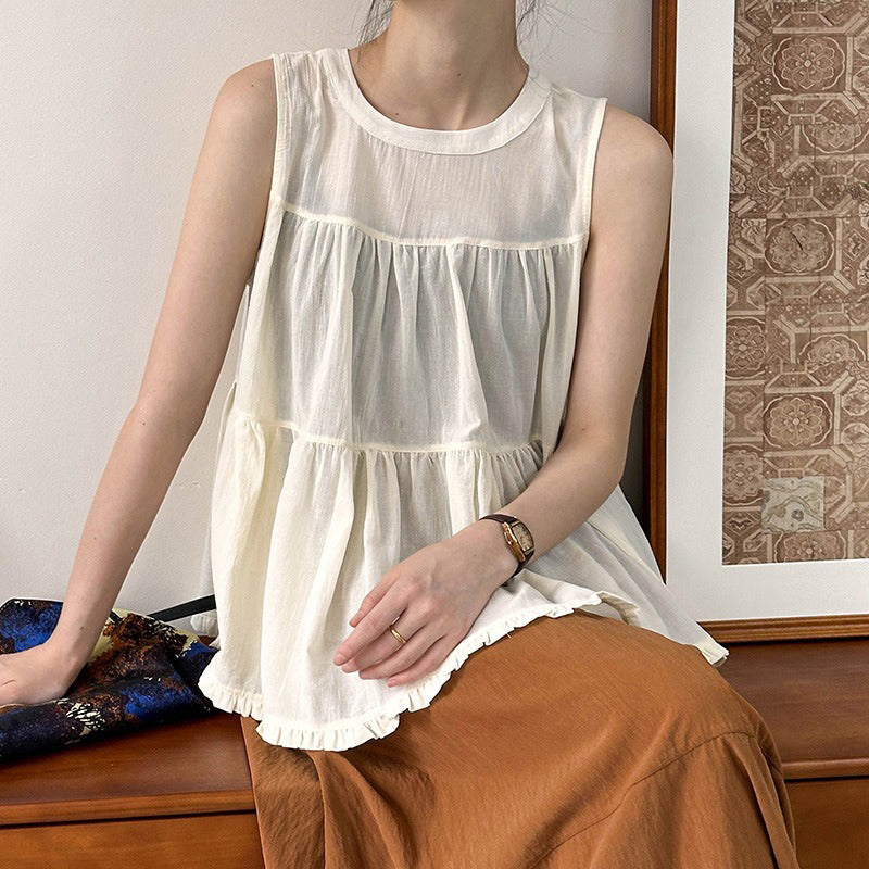 【トップス】夏 カジュアル若見え 独特デザイン ゆったり スリム見せ ノースリーブシャツ【JZシリーズ】