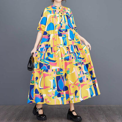 60%OFF⭐️期間限定【ワンピース】花柄 新作 大きいサイズ ゆったり ファッション プリント 切替 春夏 長袖ワンピース【SHシリーズ】